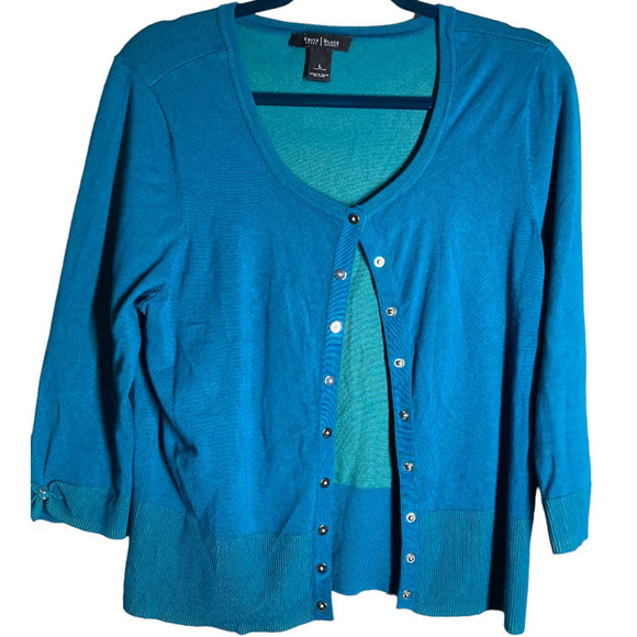 White House Black Market Sweaters - White House Black Market Turquoise Cardigan Sweater Size L